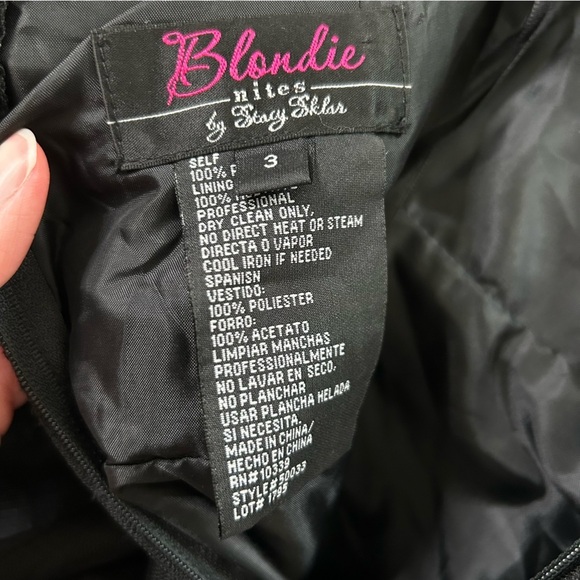 Vintage 90's Blondie Nites Black Tulle Evening Gown Sequins Size 3 Whimsigoth - Picture 3 of 11